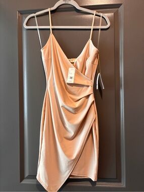 Satin Draped Slip Dress in Nude Pink - Steps New York